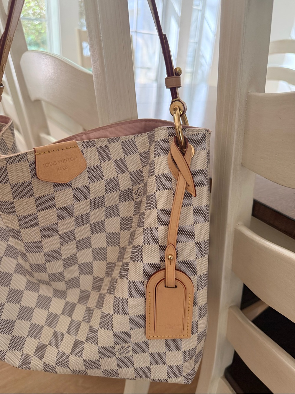 Louis Vuitton Damier Azur Graceful PM with rose ballerine interior - Picture 3 of 15